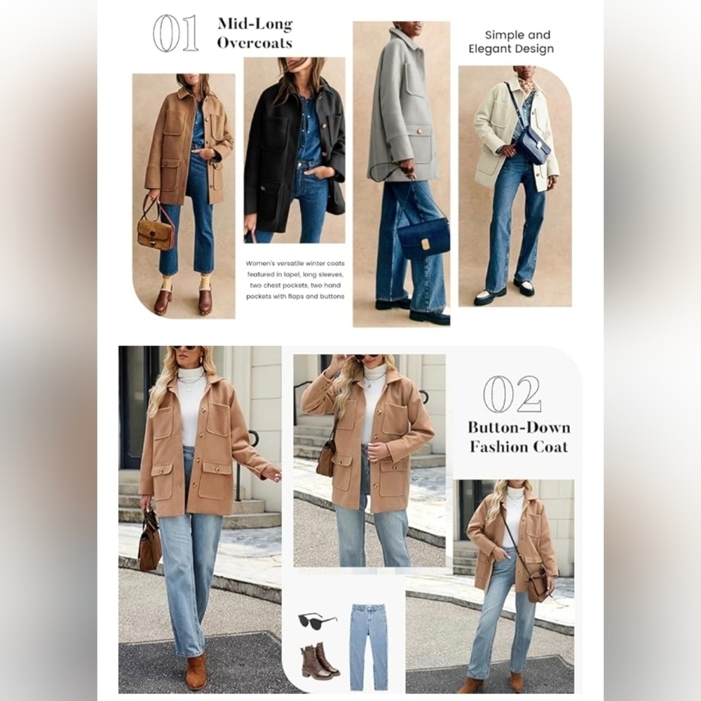 Omoone 2025 Winter Elegant Womens Pea Coat #1113 - Picture 11 of 12